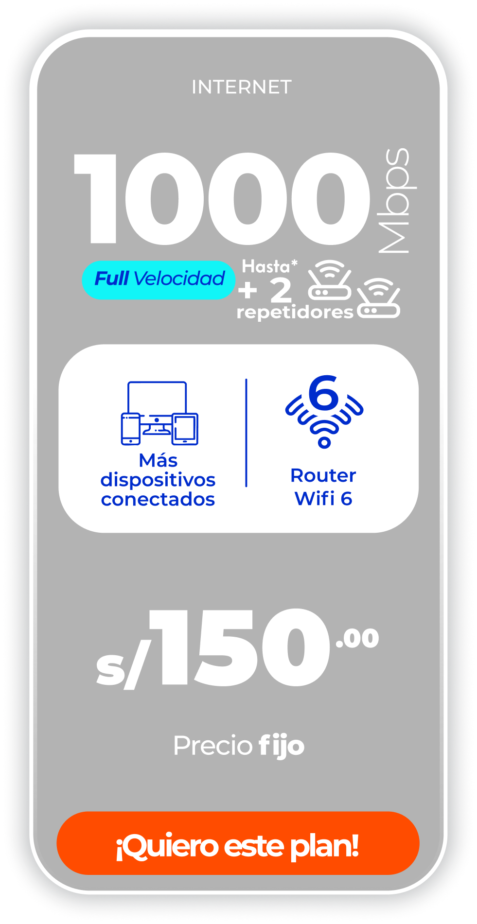 Internet 1000 mbps+2 repetidores